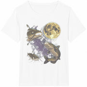 Catfish Moon 90s Fisherman Outdoors Lover Cotton T-Shirt in White