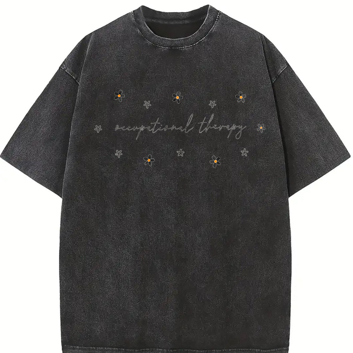Occupational Therapy OT Occupational Minimal Therapist Vintage Washed T-Shirt in Black