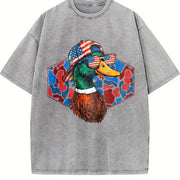 Mallard Duck Flying Vintage Washed T-Shirt in Gray