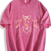 Black with Doberman Vintage Washed T-Shirt in Red