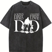 Dad a Son's First Hero a Daughter's First Love Vintage Washed T-Shirt in Black