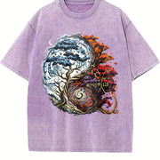 Urban Explorer Soul I Am Not Afraid Split Landscape Vintage Washed T-Shirt in Purple