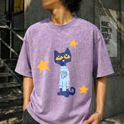 Statement: Black with Text Vintage Washed T-Shirt in Purple