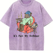 It's Past My Bedtime Sleepy Bear Vintage Washed T-Shirt in Purple