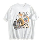Serotonin Cats Cat Lover Cotton T-Shirt in White