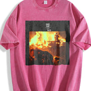 Horse by a Burning House Vintage Washed T-Shirt in Red