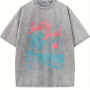 Salty Soul Beach Sunset vintage washed oversized T-shirt in Gray