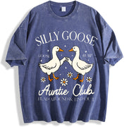 Auntie Aunt Silly Goose Mother’s Day Silly Goose Auntie vintage washed oversized T-shirt in Blue