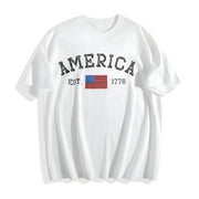 Bella Canvas America 1776 V Neck Cotton T-Shirt in White