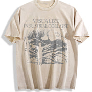 Visualize Industrial Collapse Vintage Washed T-Shirt in Beige