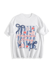 American Honey Coquette 4th of July Cotton T-Shirt in White