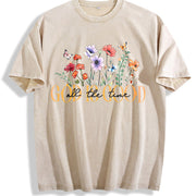 GOD IS GOOD Floral 1pc Vintage Washed T-Shirt in Beige