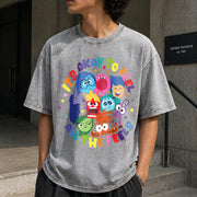 It's Okay to Feel All the Feels Vintage Washed T-Shirt in Gray