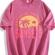 Forever Chasing Sunsets vintage washed oversized T-shirt in Red