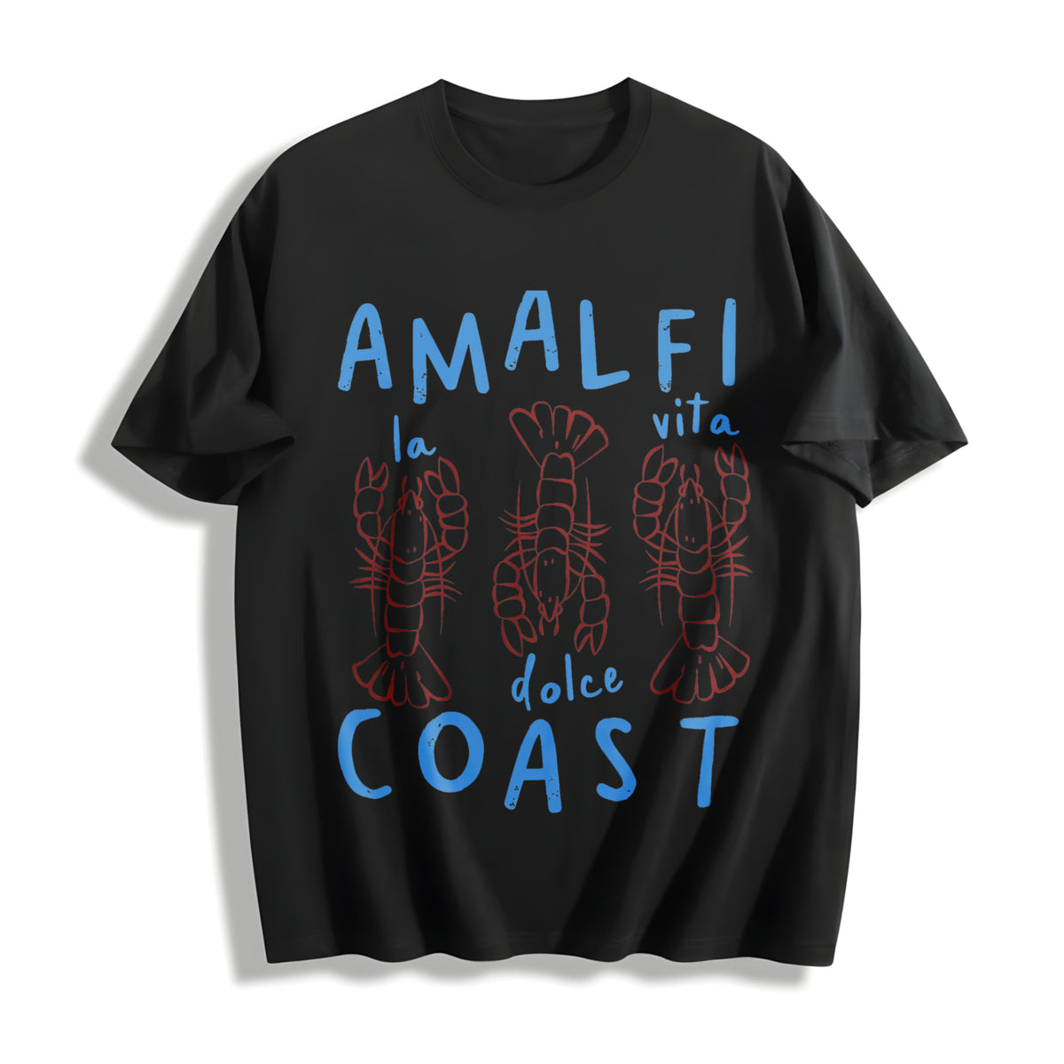 Lobster & Letter Ladies for All Seasons Cotton T-Shirt in Black