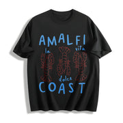 Lobster & Letter Ladies for All Seasons Cotton T-Shirt in Black