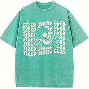 Tired Moms Club Mama Mothers Day vintage washed oversized T-shirt in Blue