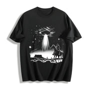 Cowboy UFO Western Lover Cotton T-Shirt in Black