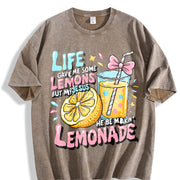 Life Gave Me Lemons, but Jesus Made Lemonade Vintage Washed T-Shirt in Brown