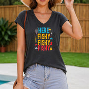 Here Fish Regular Women's Color Cotton Tank Top in Gray