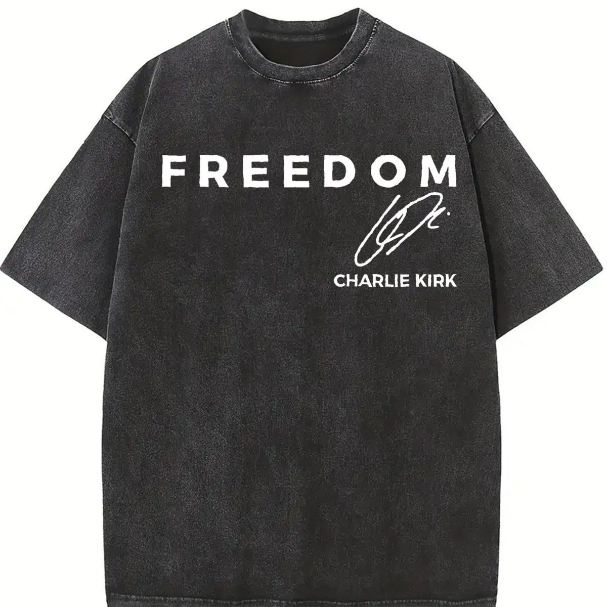 Charlie Kirk Freedom Vintage Washed T-Shirt in Black
