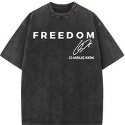 Charlie Kirk Freedom Vintage Washed T-Shirt in Black