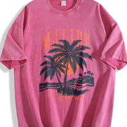 Of a Retro Malibu California Vintage Washed T-Shirt in Red