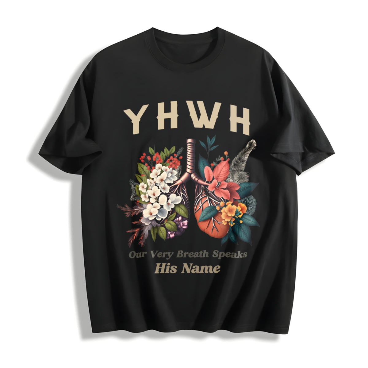 Every Breath Speaks His Name Cotton T-Shirt in Black