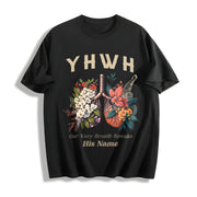 Every Breath Speaks His Name Cotton T-Shirt in Black