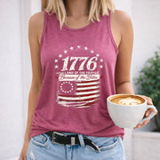 1776 Land of the Free Because of the Brave Women's Color Cotton Tank Top in Red