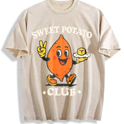 Sweet Potato Club Mascot Vintage Washed T-Shirt in Beige