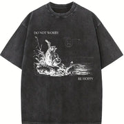 Be Hoppy Frog Musician Vintage Washed T-Shirt in Black