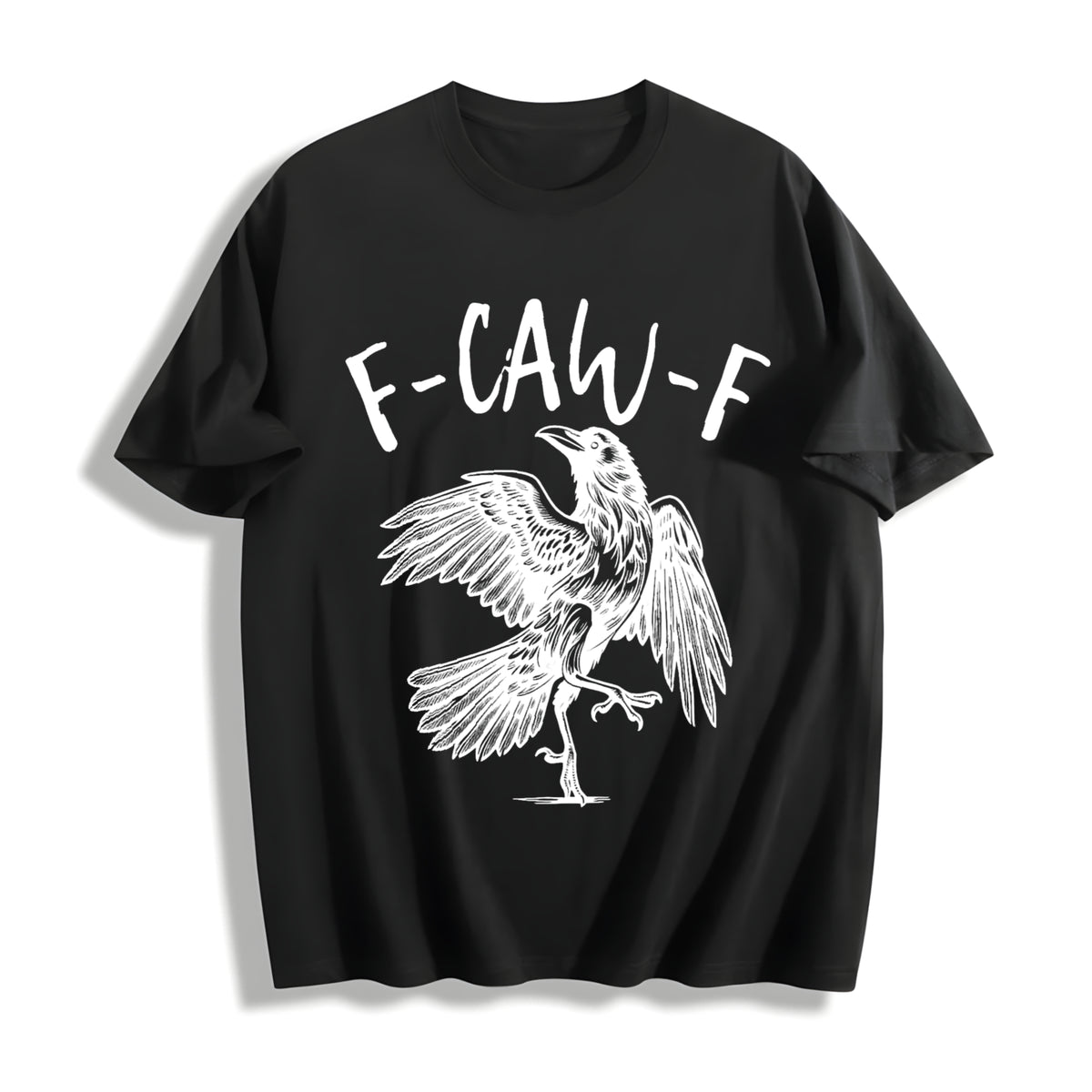 Crow F-caw-f Black Crow Raven Lover Raven Gothic Crow Cotton T-Shirt in Black