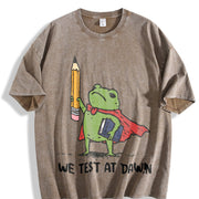 We Test at Dawn Teacher Frog Vintage Washed T-Shirt in Brown