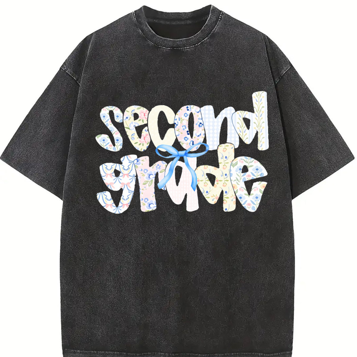 Second Grade Teacher Vintage Washed T-Shirt in Black