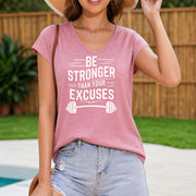 Sports Fitness Vest with BE Stronger Letter Women's Color Cotton Tank Top in Pink
