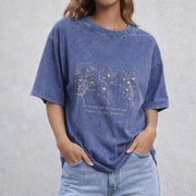 Throne Of Glass Flower Aelin Quote vintage washed oversized T-shirt in Blue
