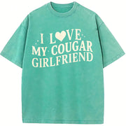 I Love My Cougar Girlfriend I Love My Girlfriend vintage washed oversized T-shirt in Blue