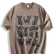 Black Chihuahua Chart Vintage Washed T-Shirt in Brown