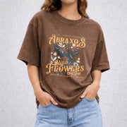 Abraxos Flower vintage washed oversized T-shirt in Brown