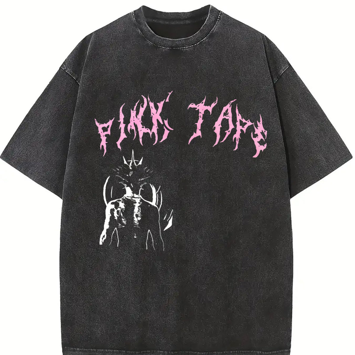 Pink Tape Spider Vintage Washed T-Shirt in Black