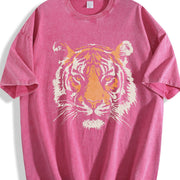 Tiger Retro Animal 90s Animal for Tiger Lover vintage washed oversized T-shirt in Red