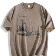 Be Hoppy Frog Musician Vintage Washed T-Shirt in Brown