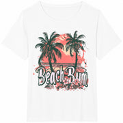 Beach Bum Tropical Sunset Cotton T-Shirt in White