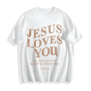 Christian Jesus Is King Love You God Faith Religious Bible Cotton T-Shirt in White