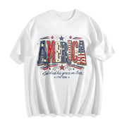 Christian American Flag Cotton T-Shirt in White