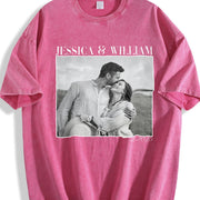 Personalized Couple Vintage Washed T-Shirt in Red
