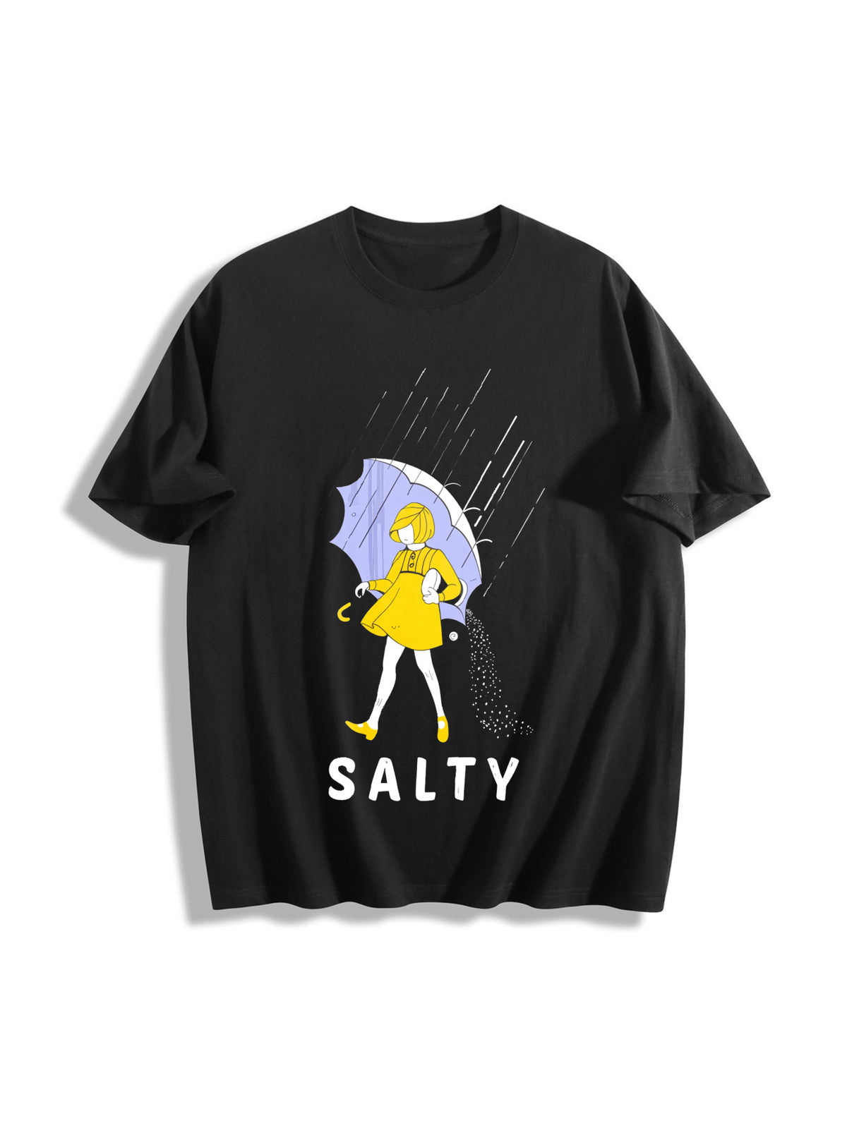 Salty Rain Girl Cotton T-Shirt in Black
