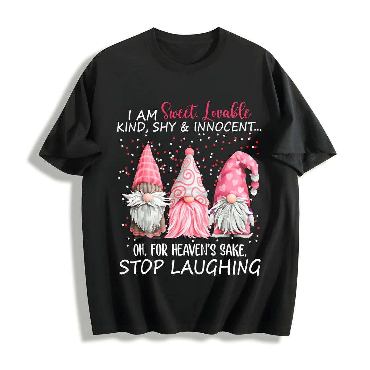 Red with Fun Patterns Cotton T-Shirt in Black
