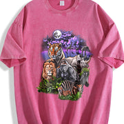 Rainforest Animals 90s Vintage Washed T-Shirt in Red